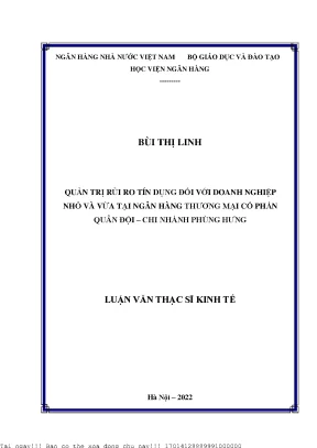 Quản Trị Rủi Ro Tín Dụng Cho Doanh Nghiệp Nhỏ và Vừa Tại