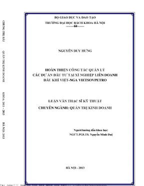 Cải Thiện Quản Lý Dự Án Đầu Tư Tại Vietsovpetro