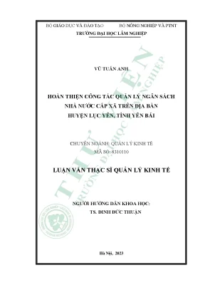 Quản Lý Ngân Sách Nhà Nước Cấp Xã Tại Huyện Lục Yên,