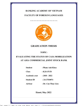 Đánh Giá Tình Trạng Huy Động CASA Tại Ngân Hàng ACB