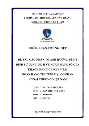 Các Nhân Tố Ảnh Hưởng Đến Ý Định Sử Dụng Dịch Vụ Ngân