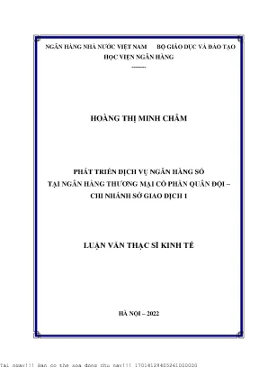 Phát Triển Dịch Vụ Ngân Hàng Số Tại Ngân Hàng Thương Mại