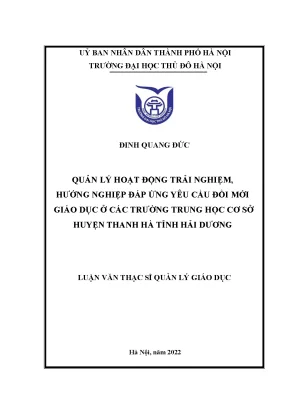 Quản Lý Hoạt Động Trải Nghiệm và Hướng Nghiệp tại Trường 