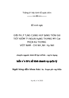 Giải pháp tăng cường huy động tiền gửi tiết kiệm tại