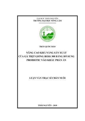 Nâng Cao Sản Xuất Gà Thịt Giống Ross 308 Bằng Probiotic
