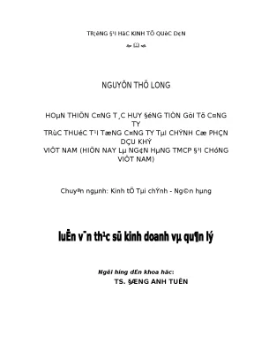 Hoàn thiện công tác huy động tiền gửi tại Tổng Công ty