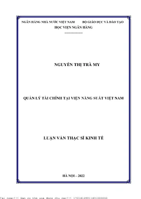 Quản Lý Tài Chính Tại Viện Năng Suất Việt Nam: Nghiên
