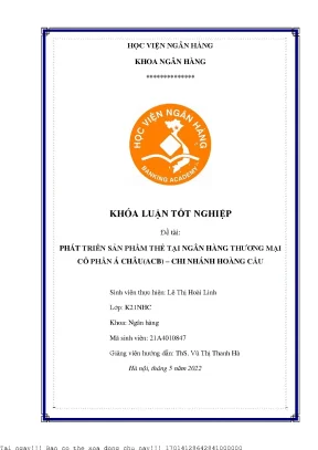 Phát Triển Sản Phẩm Thẻ Tại Ngân Hàng ACB: Nghiên Cứu và