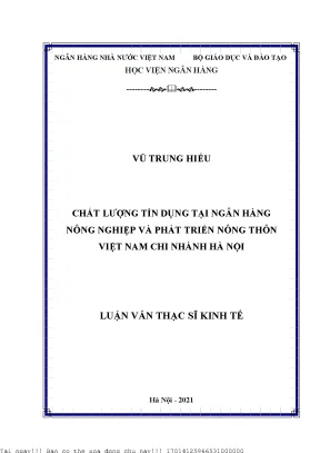 Nâng Cao Chất Lượng Tín Dụng Tại Agribank Chi Nhánh Hà Nội