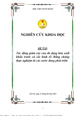 Tác Động Của Đa Dạng Hóa Xuất Khẩu Đối Với Kinh Tế Các