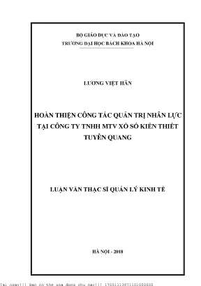 Hoàn thiện công tác quản trị nhân lực tại Công ty TNHH