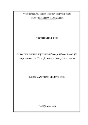 Giáo Dục Pháp Luật Về Phòng Chống Bạo Lực Học Đường Tại
