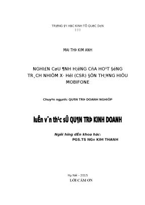 Nghiên Cứu Ảnh Hưởng Của Trách Nhiệm Xã Hội Đến Thương