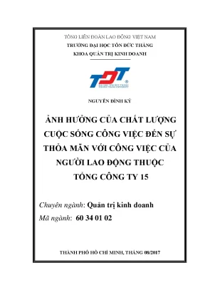 Ảnh Hưởng Của Chất Lượng Cuộc Sống Công Việc Đến Sự Thỏa