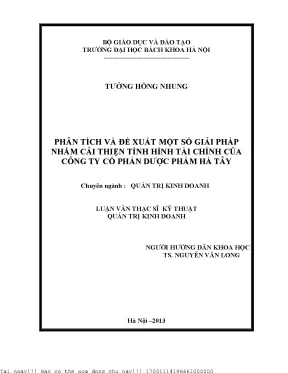 Giải Pháp Cải Thiện Tình Hình Tài Chính Công Ty Cổ Phần
