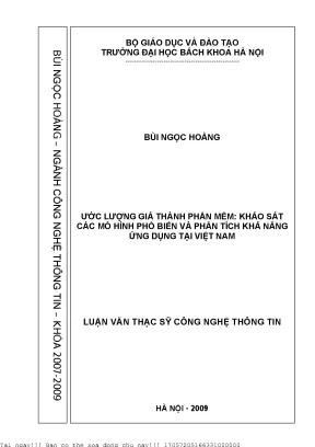 Ước Lượng Giá Thành Phần Mềm Tại Việt Nam: Khảo Sát Các