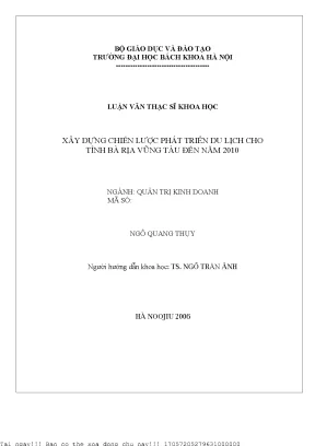 Chiến Lược Phát Triển Du Lịch Tỉnh Bà Rịa - Vũng Tàu Đến