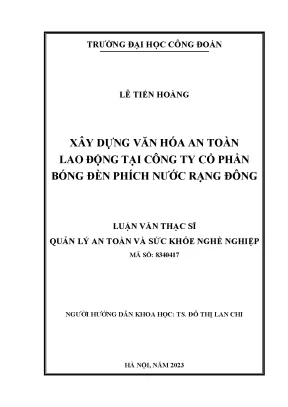 Xây Dựng Văn Hóa An Toàn Lao Động Tại Công Ty Cổ Phần 