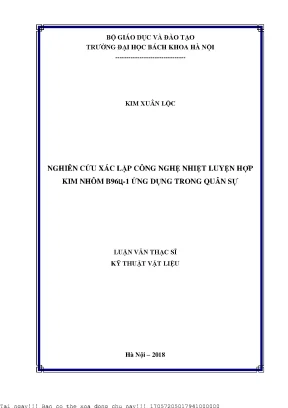 Nghiên Cứu Công Nghệ Nhiệt Luyện Hợp Kim Nhôm B96Ц-1 