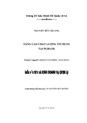Nâng cao chất lượng tín dụng tại PGBANK: Giải pháp và