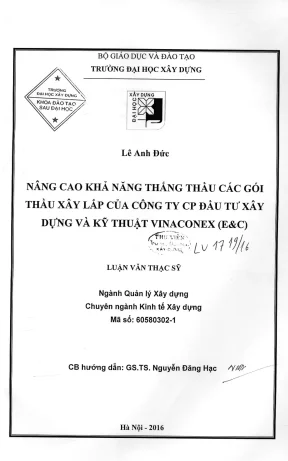Nâng Cao Khả Năng Thắng Thầu Trong Đấu Thầu Xây Lắp Tại 