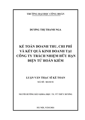 Kế Toán Doanh Thu, Chi Phí và Kết Quả Kinh Doanh Tại