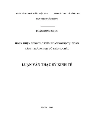 Cải Thiện Công Tác Kiểm Toán Nội Bộ Tại Ngân Hàng Thương