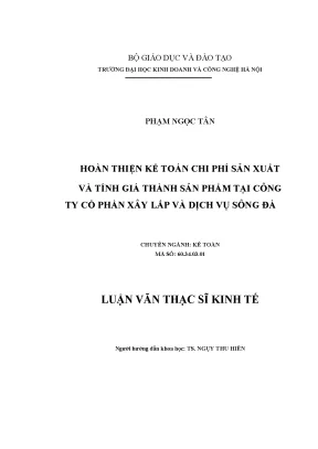 Hoàn thiện kế toán chi phí sản xuất và tính giá thành
