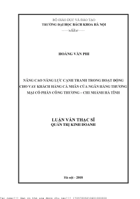 Nâng Cao Năng Lực Cạnh Tranh Trong Hoạt Động Cho Vay