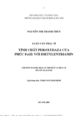 Nghiên cứu tính chất peroxydaza của phức Fe(II) với
