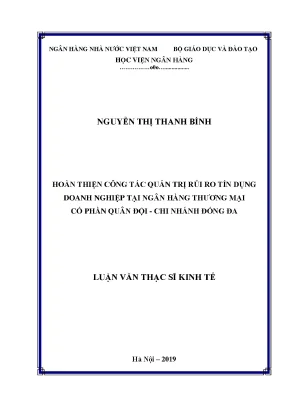 Hoàn thiện quản trị rủi ro tín dụng tại Ngân hàng Thương