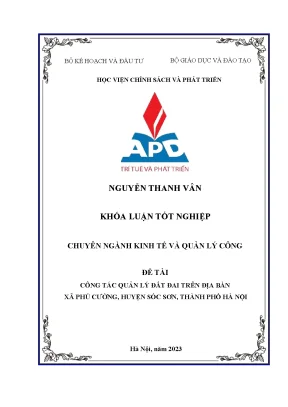 Công Tác Quản Lý Đất Đai Tại Xã Phú Cường, Huyện Sóc 