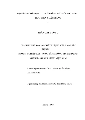 Giải Pháp Nâng Cao Chất Lượng Xếp Hạng Tín Dụng Doanh