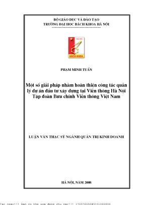 Giải pháp nâng cao quản lý dự án đầu tư tại Viện Thông