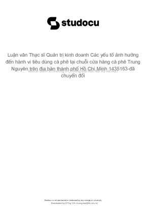 Các Yếu Tố Ảnh Hưởng Đến Hành Vi Tiêu Dùng Cà Phê Tại