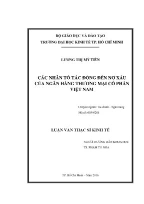 Những Nhân Tố Ảnh Hưởng Đến Nợ Xấu Của Ngân Hàng Thương
