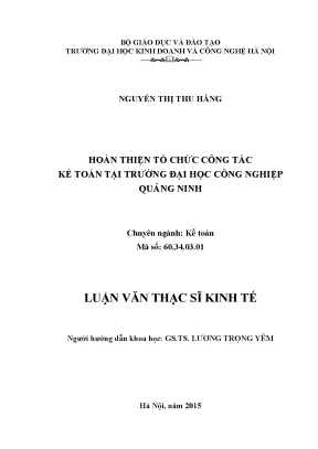 Hoàn thiện tổ chức công tác kế toán tại Trường Đại học 