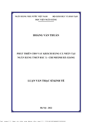 Phát Triển Cho Vay Khách Hàng Cá Nhân Tại Ngân Hàng TMCP