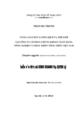 Nâng Cao Chất Lượng Dịch Vụ Môi Giới Tại Agriseco