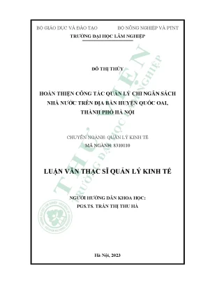 Quản Lý Chi Ngân Sách Nhà Nước Tại Huyện Quốc Oai, Hà Nội