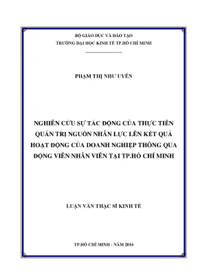 Nghiên Cứu Tác Động Của Quản Trị Nguồn Nhân Lực Đến Kết
