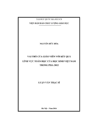 Vai Trò Của Giáo Viên Trong Kết Quả Toán Học Của Học 