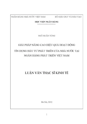 Giải Pháp Nâng Cao Hiệu Quả Tín Dụng Đầu Tư Phát Triển