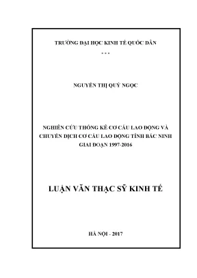 Phân Tích Cơ Cấu Lao Động Tỉnh Bắc Ninh Giai Đoạn 1997-2016