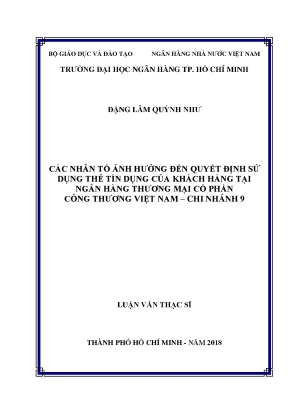 Nhân Tố Ảnh Hưởng Đến Quyết Định Sử Dụng Thẻ Tín Dụng
