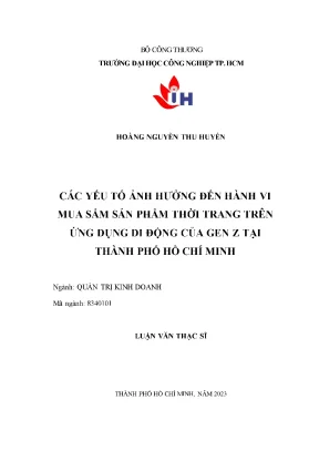 Yếu Tố Ảnh Hưởng Đến Hành Vi Mua Sắm Thời Trang Của Gen