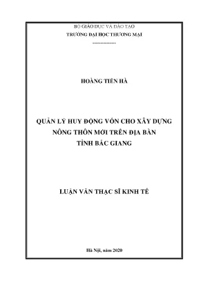Quản Lý Huy Động Vốn Xây Dựng Nông Thôn Mới Tại Bắc Giang