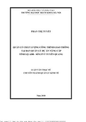 Quản lý chất lượng công trình giao thông tại Tuyên Quang