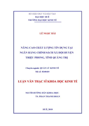 Nâng Cao Chất Lượng Tín Dụng Tại Ngân Hàng Chính Sách Xã