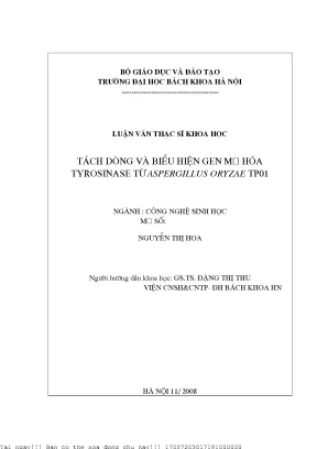 Nghiên cứu về enzyme Tyrosinase từ Aspergillus oryzae và